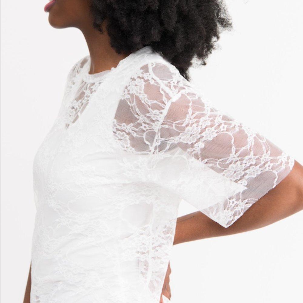 Agnes & Dora Mesh Ivory Lace Tee | NWT | Plus - Picture 5 of 5